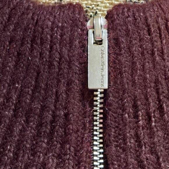 Calvin Klein Plum 1/2 Zip Ribbed Mock Neck Sweater Size XL - Picture 4 of 7